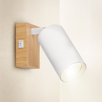 Brilagi - Nástěnné bodové svítidlo s vypínačem SELE 1xGU10/30W/230V bílá/dekor dubu