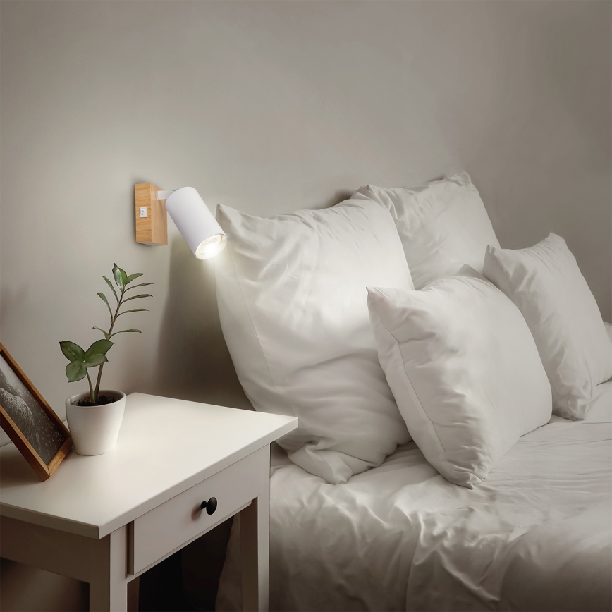 Brilagi - Nástěnné bodové svítidlo SELE 1xGU10/30W/230V bílá/dekor dubu
