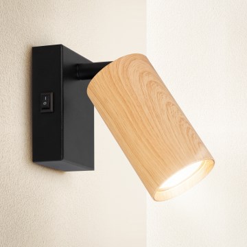 Brilagi - Nástěnné bodové svítidlo SELE 1xGU10/30W/230V černá/dekor dubu