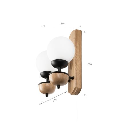 Brilagi - Nástěnné svítidlo COTTAGE 2xG9/40W/230V dub/bílá