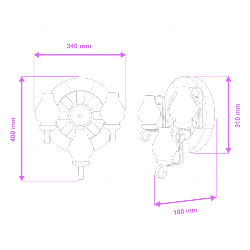 Brilagi - Nástěnné svítidlo ROATA APLICA 3xE14/40W/230V buk/ořech