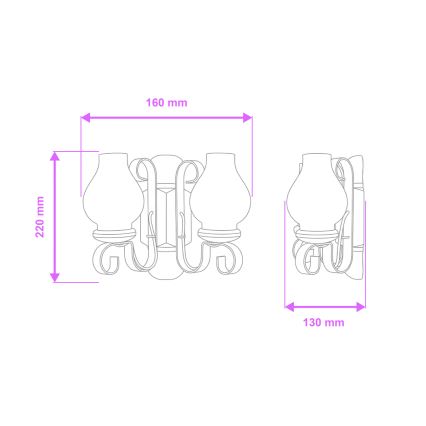 Brilagi - Nástěnné svítidlo RUSTIC 2xE14/40W/230V buk