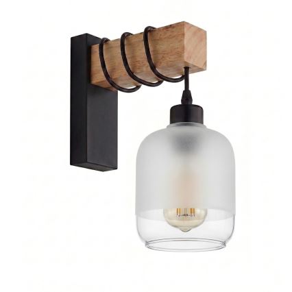Brilagi - Nástěnné svítidlo WOOD GLASS 1xE27/60W/230V borovice/černá/bílá