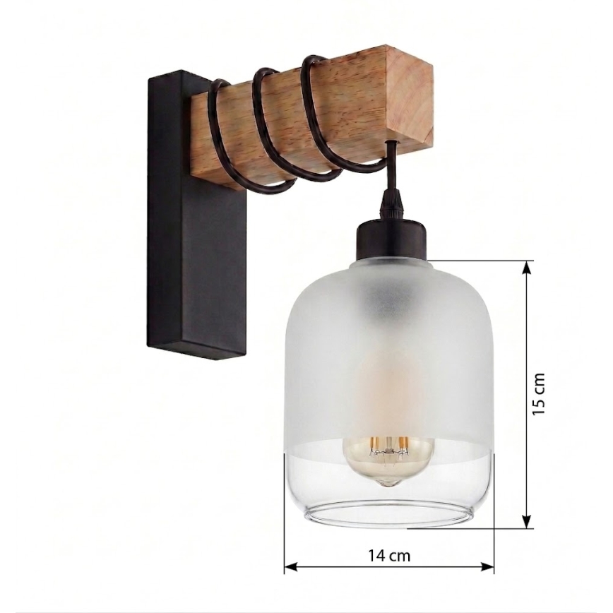 Brilagi - Nástěnné svítidlo WOOD GLASS 1xE27/60W/230V borovice/černá/bílá