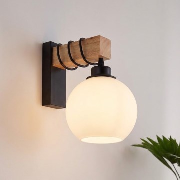 Brilagi - Nástěnné svítidlo WOOD GLASS 1xE27/60W/230V borovice/černá/bílá