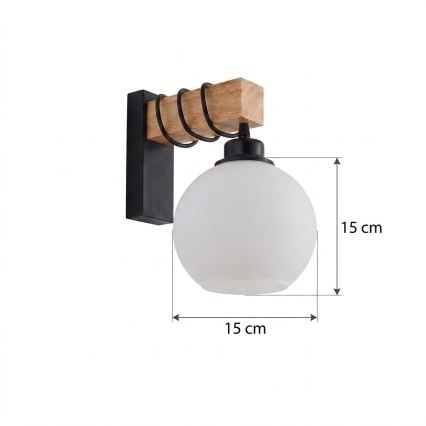 Brilagi - Nástěnné svítidlo WOOD GLASS 1xE27/60W/230V borovice/černá/bílá