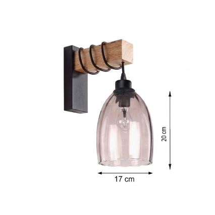 Brilagi - Nástěnné svítidlo WOOD GLASS 1xE27/60W/230V borovice/černá/kouřová béžová