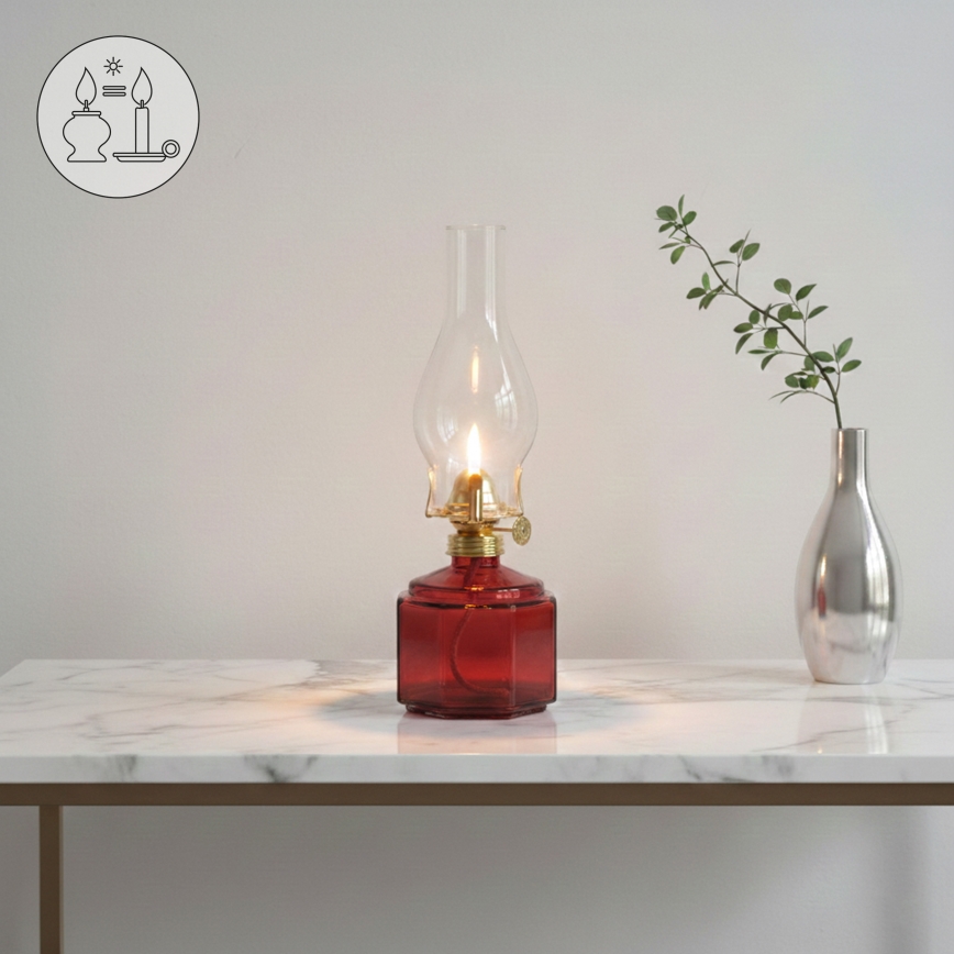 BRILAGI - Petrolejová lampa MERLIN červená