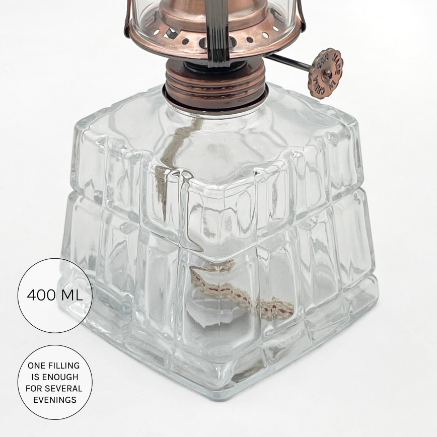 Brilagi - Petrolejová lampa MERLIN čirá/bronzová/patina