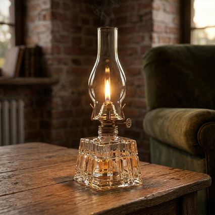 Brilagi - Petrolejová lampa MERLIN čirá/zlatá/patina