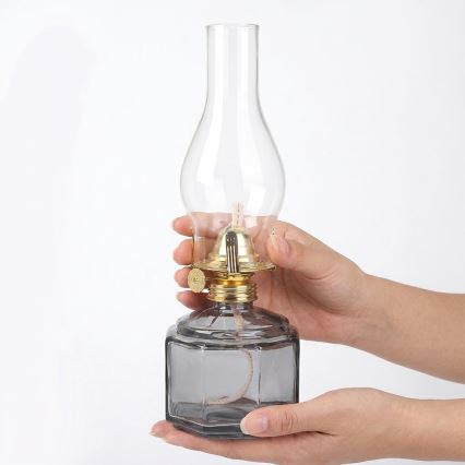 Brilagi - Petrolejová lampa MERLIN kouřová/šedá