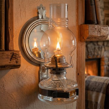 Brilagi - Petrolejová lampa se zrcadlem MERLIN černý chrom
