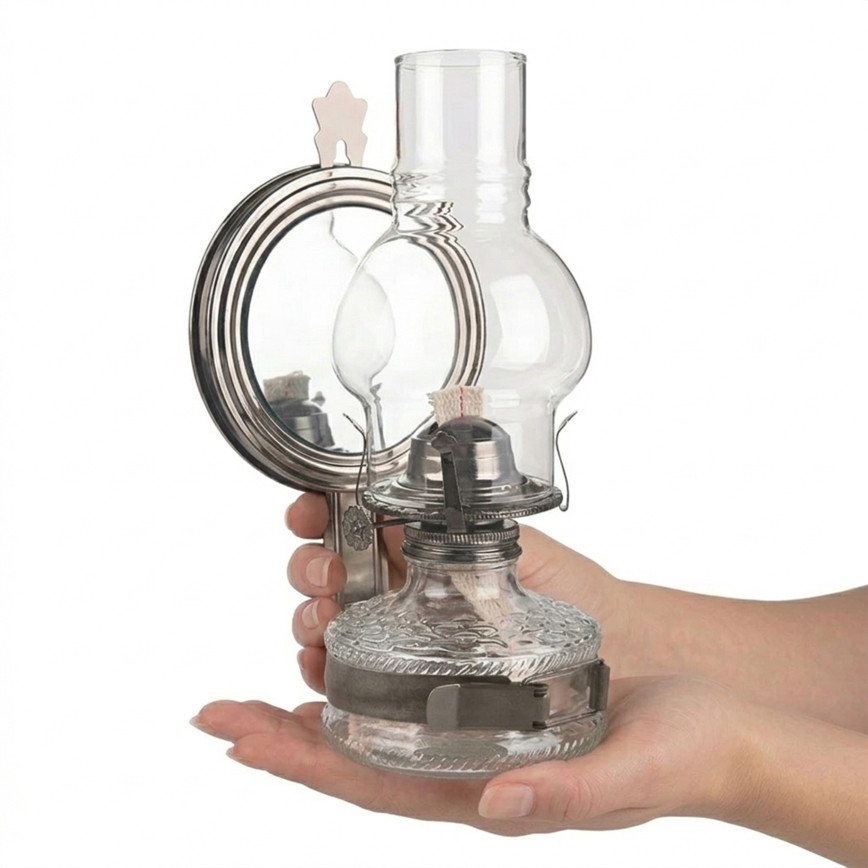 Brilagi - Petrolejová lampa se zrcadlem MERLIN černý chrom