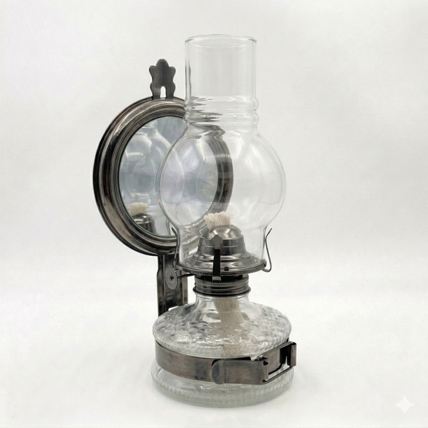 Brilagi - Petrolejová lampa se zrcadlem MERLIN černý chrom