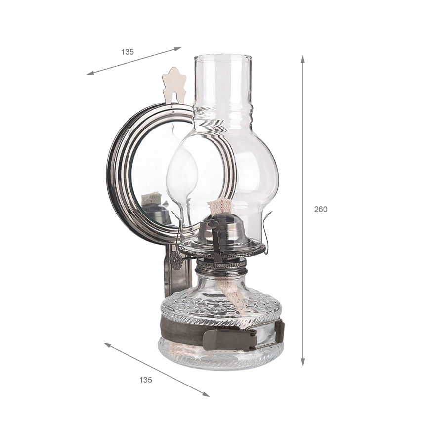Brilagi - Petrolejová lampa se zrcadlem MERLIN černý chrom