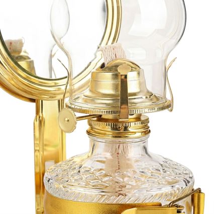 BRILAGI - Petrolejová lampa se zrcadlem MERLIN lesklá zlatá