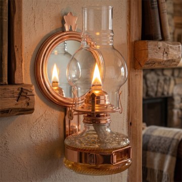 Brilagi - Petrolejová lampa se zrcadlem MERLIN měděná/patina