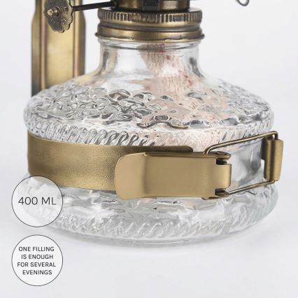 BRILAGI - Petrolejová lampa se zrcadlem MERLIN zlatá/patina