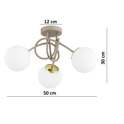 Brilagi - Přisazený lustr 3xE27/60W/230V béžová/zlatá