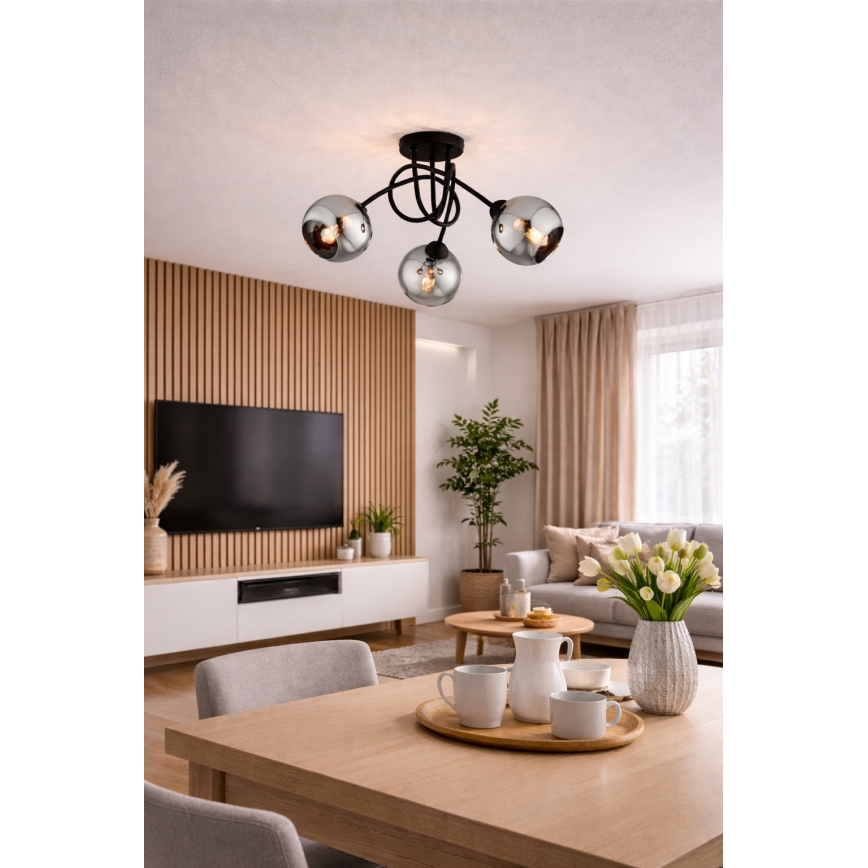 Brilagi - Přisazený lustr 3xE27/60W/230V černá/kouřová šedá