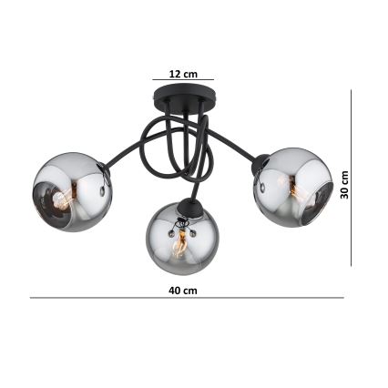 Brilagi - Přisazený lustr 3xE27/60W/230V černá/kouřová šedá