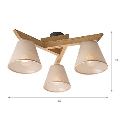 Brilagi - Přisazený lustr ANTHONY 3xE14/40W/230V dub/béžová