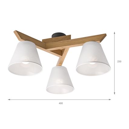 Brilagi - Přisazený lustr ANTHONY 3xE14/40W/230V dub/bílá