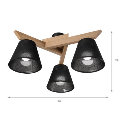 Brilagi - Přisazený lustr ANTHONY 3xE14/40W/230V dub/černá