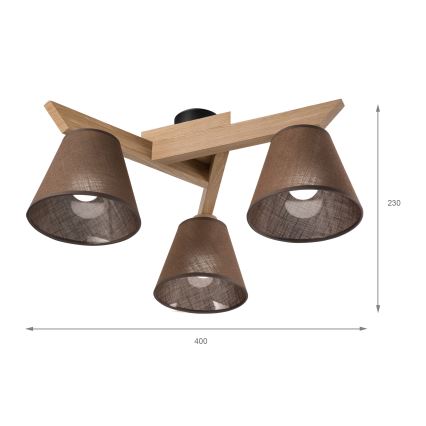 Brilagi - Přisazený lustr ANTHONY 3xE14/40W/230V dub/hnědá
