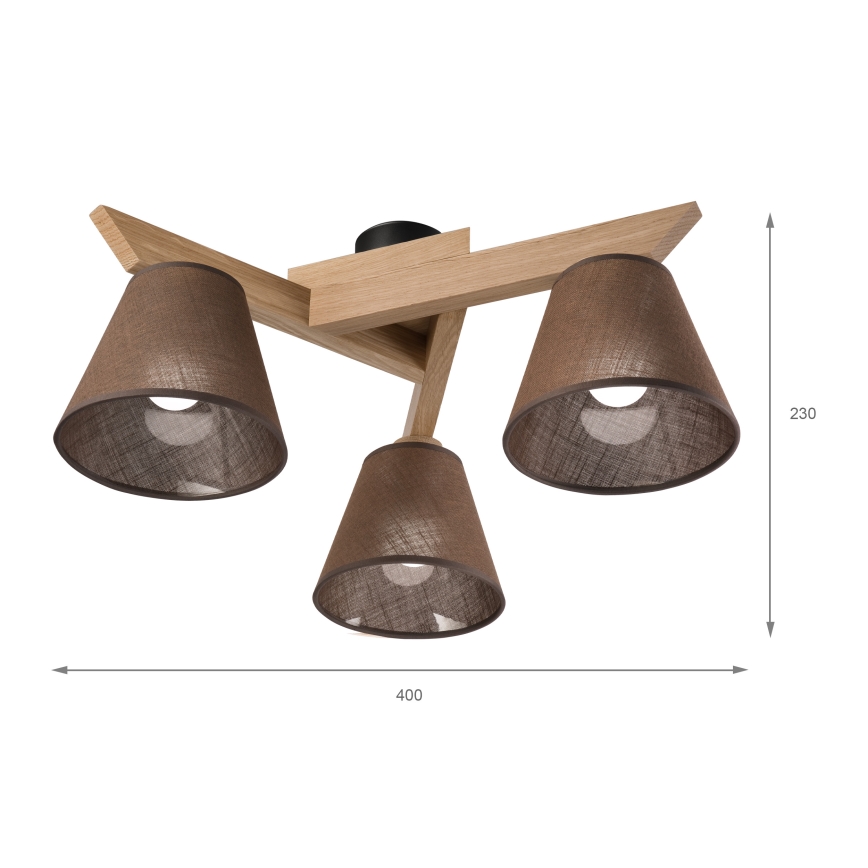 Brilagi - Přisazený lustr ANTHONY 3xE14/40W/230V dub/hnědá