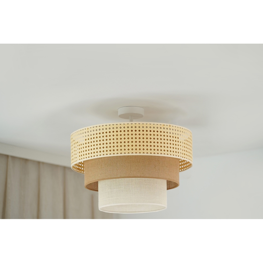 Brilagi - Přisazený lustr CEDAR LUNETA 1xE27/15W/230V pr. 45 cm ratan/hnědá/krémová