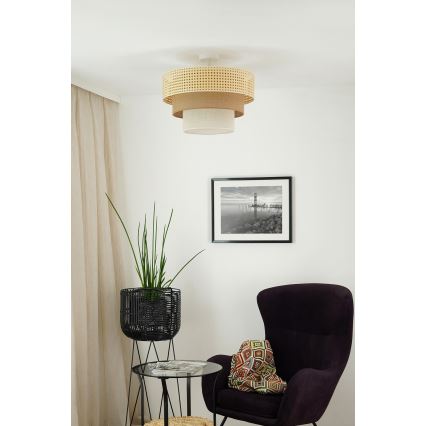 Brilagi - Přisazený lustr CEDAR LUNETA 1xE27/15W/230V pr. 45 cm ratan/hnědá/krémová