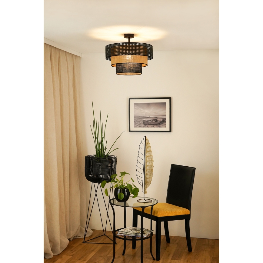 Brilagi - Přisazený lustr DAKOTA LUNETA 1xE27/15W/230V pr. 45 cm černá/ratan