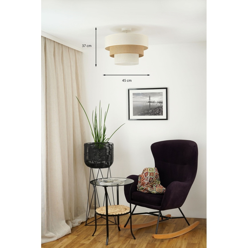 Brilagi - Přisazený lustr DENVER LUNETA 1xE27/15W/230V pr. 45 cm béžová/hnědá/krémová