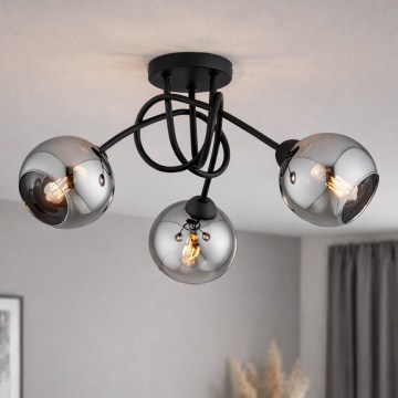 Brilagi - Přisazený lustr DIOR 3xE27/60W/230V černá/kouřová šedá