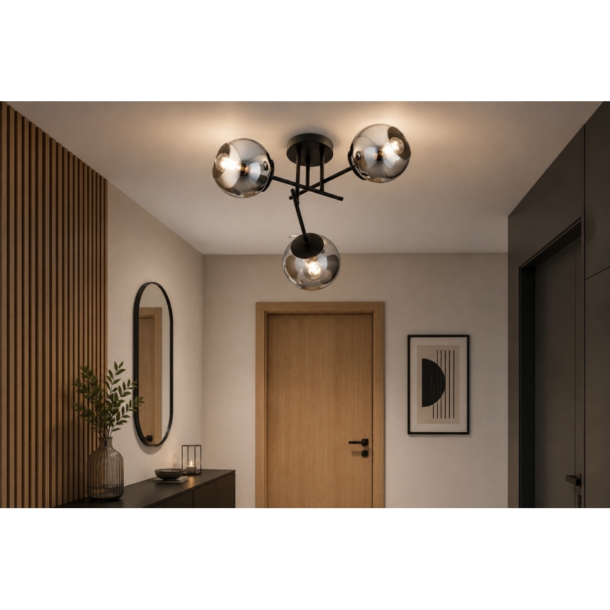 BRILAGI - Přisazený lustr DIOR 3xE27/60W/230V černá/kouřová šedá