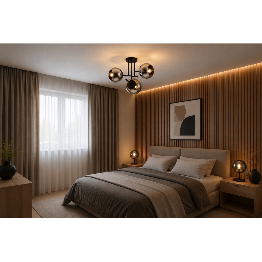 BRILAGI - Přisazený lustr DIOR 3xE27/60W/230V černá/kouřová šedá