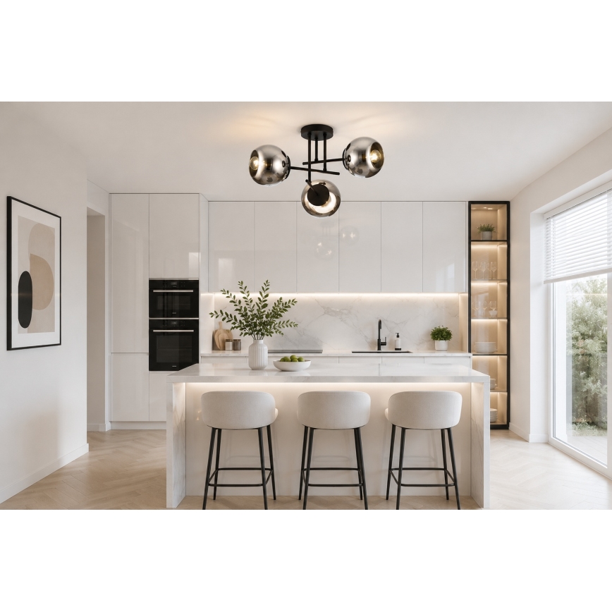 BRILAGI - Přisazený lustr DIOR 3xE27/60W/230V černá/kouřová šedá