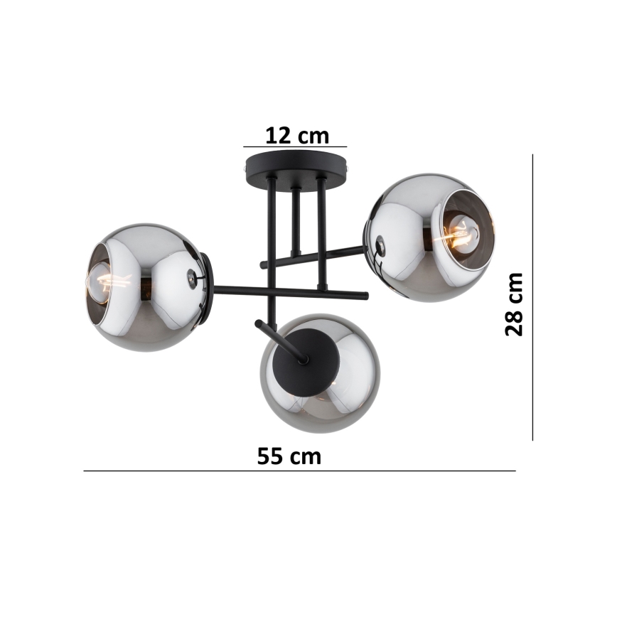 BRILAGI - Přisazený lustr DIOR 3xE27/60W/230V černá/kouřová šedá