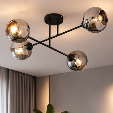 Brilagi - Přisazený lustr DIOR 4xE27/60W/230V černá/kouřová šedá