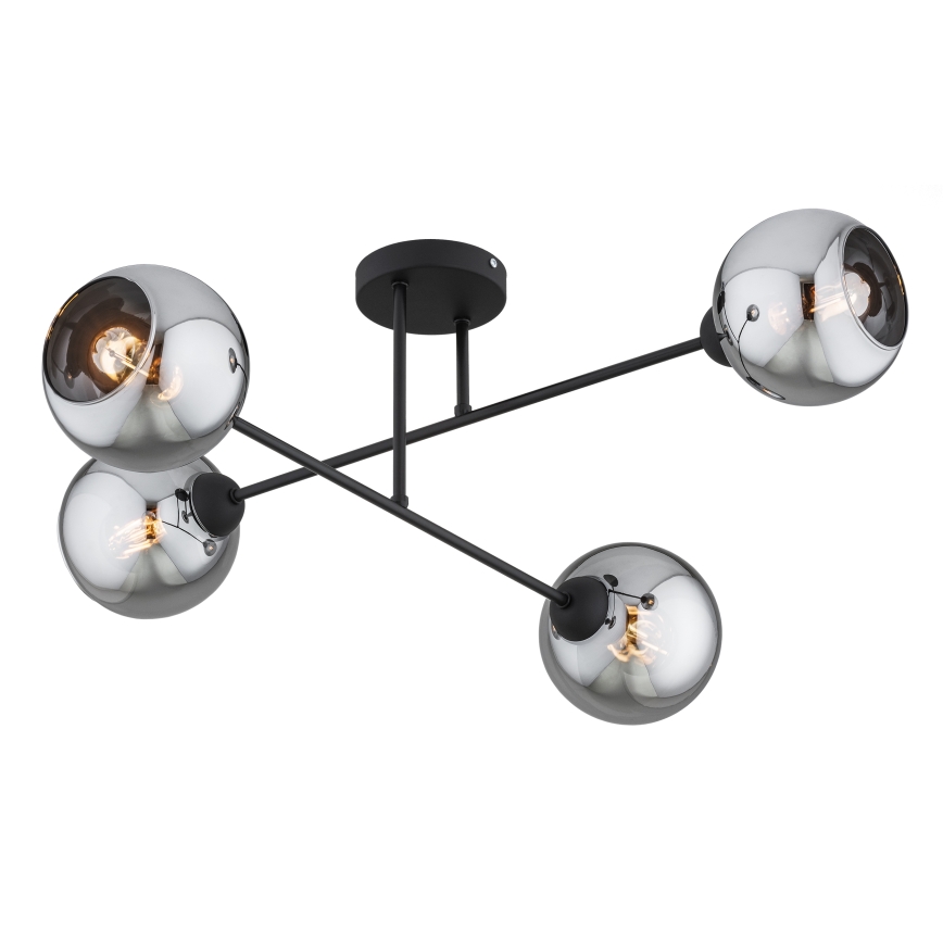 Brilagi - Přisazený lustr DIOR 4xE27/60W/230V černá/kouřová šedá