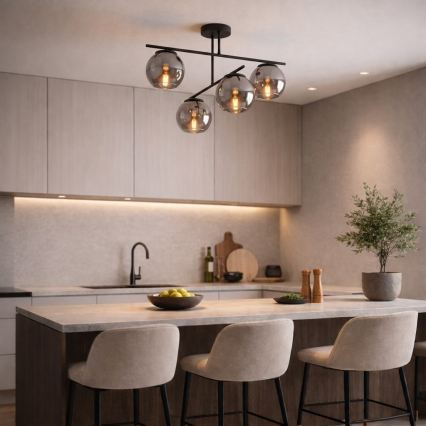 BRILAGI - Přisazený lustr DIOR 4xE27/60W/230V černá/kouřová šedá