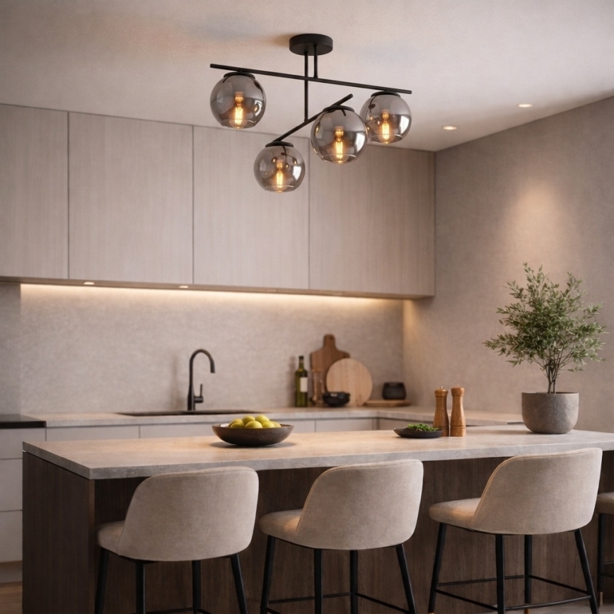 BRILAGI - Přisazený lustr DIOR 4xE27/60W/230V černá/kouřová šedá