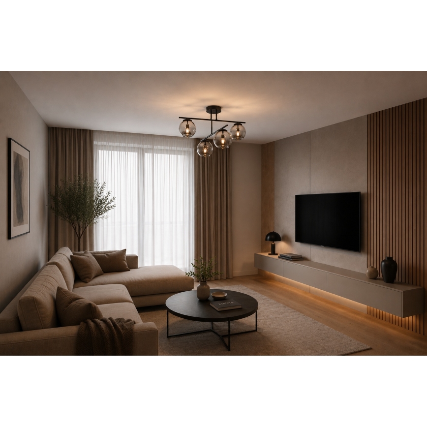 BRILAGI - Přisazený lustr DIOR 4xE27/60W/230V černá/kouřová šedá
