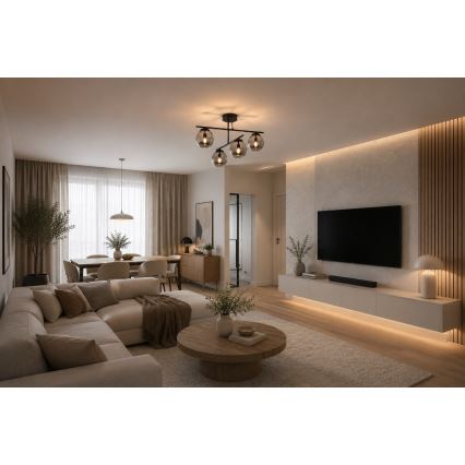BRILAGI - Přisazený lustr DIOR 4xE27/60W/230V černá/kouřová šedá