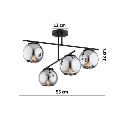 BRILAGI - Přisazený lustr DIOR 4xE27/60W/230V černá/kouřová šedá