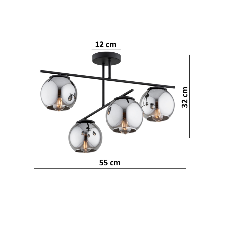 BRILAGI - Přisazený lustr DIOR 4xE27/60W/230V černá/kouřová šedá
