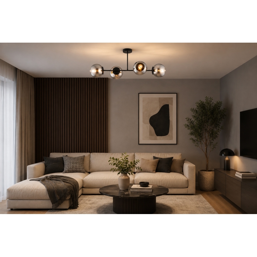 BRILAGI - Přisazený lustr DIOR 4xE27/60W/230V černá/kouřová šedá