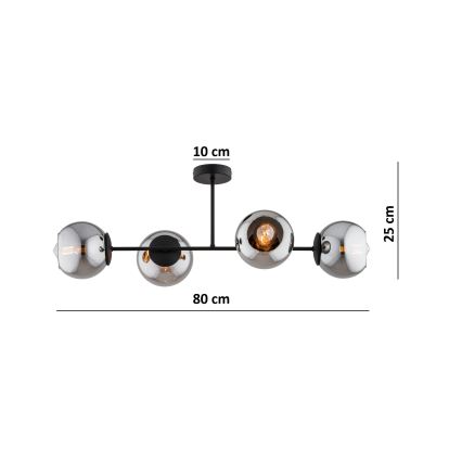 BRILAGI - Přisazený lustr DIOR 4xE27/60W/230V černá/kouřová šedá