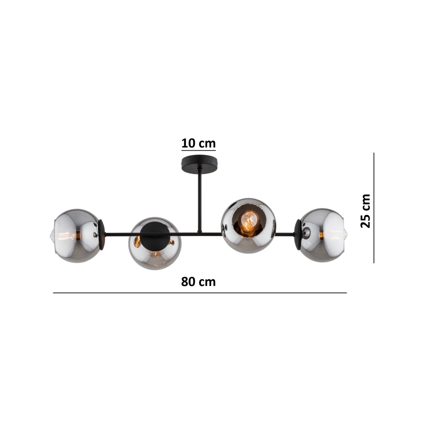 BRILAGI - Přisazený lustr DIOR 4xE27/60W/230V černá/kouřová šedá